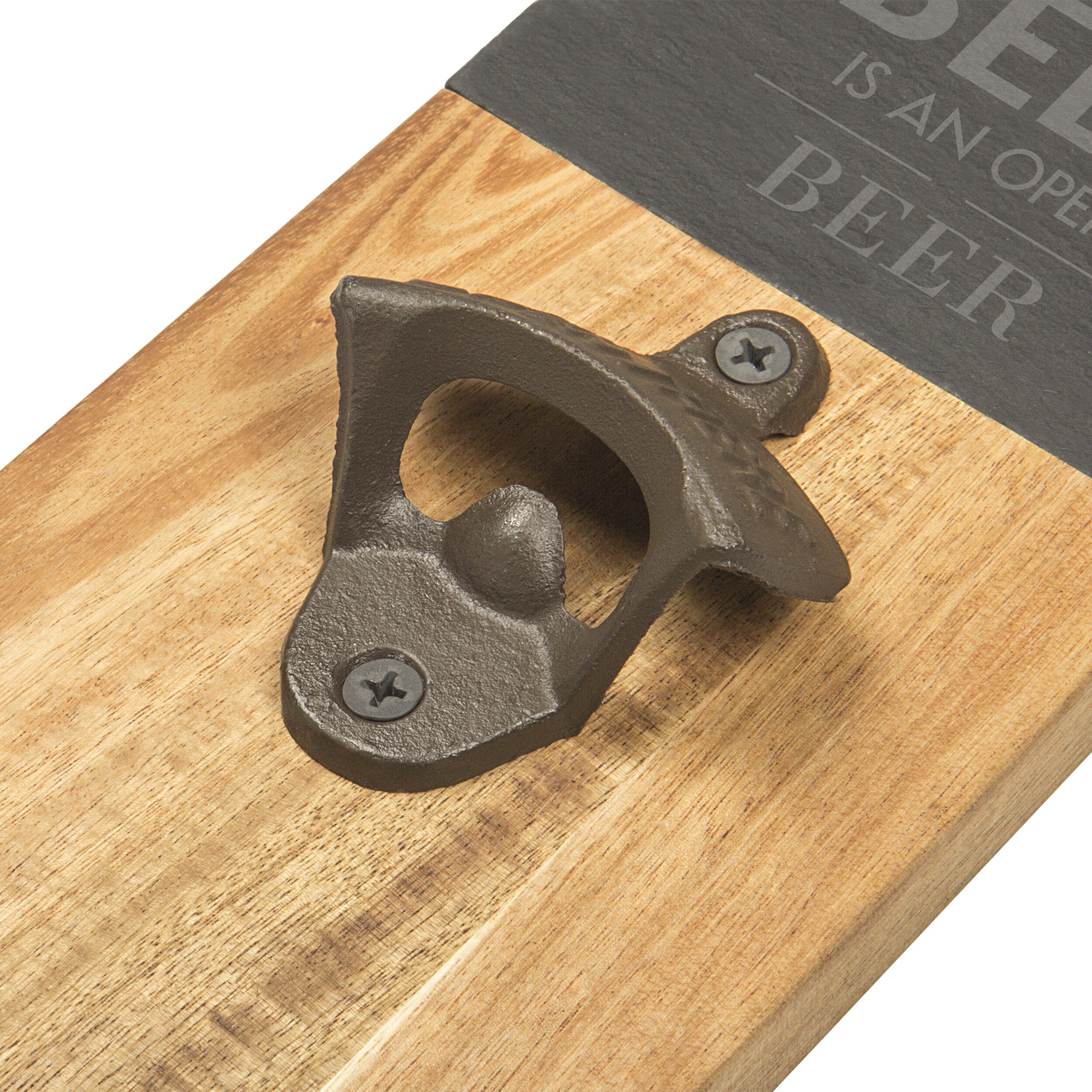 Open Beer Slate & Acacia Wall Mount Bottle Opener with Magnetic