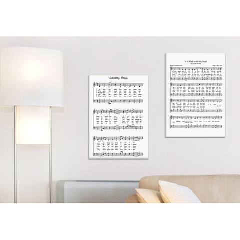 Amazing Grace Vintage Sheet Music Stretched Canvas Wall Art