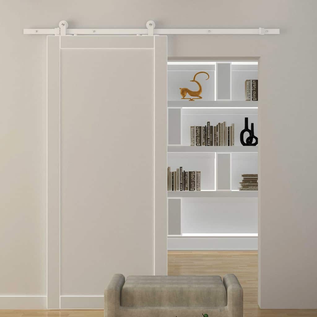 HomCom 6-foot White Sliding Barn Door Hardware Kit