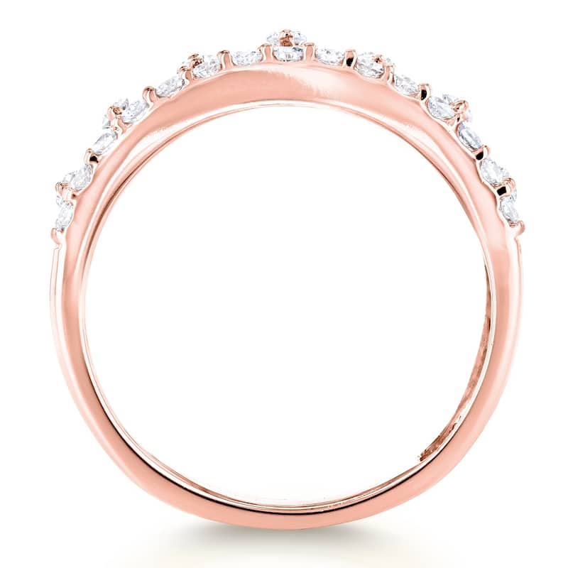 Annello by Kobelli 10k Rose Gold 3/5ct TDW Wide Lacework Filigree Diamond Anniversary Ring