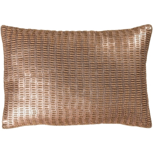 Argentum Metallic Champagne Feather Down or Poly Filled Throw Pillow 13 inch x 19 inch