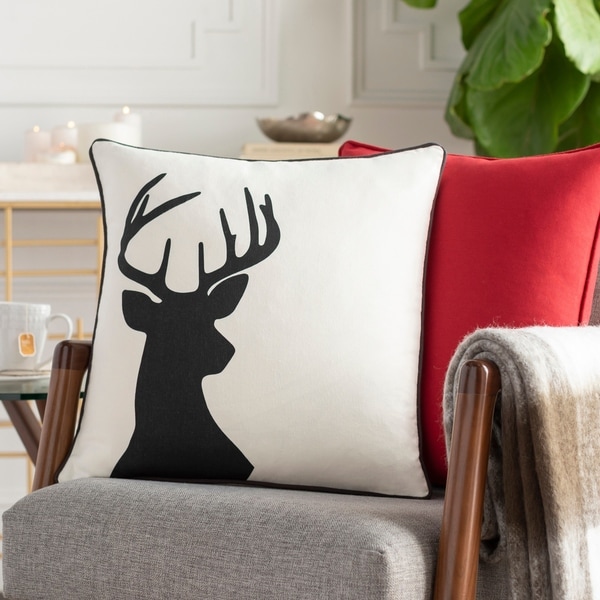 Nemorum Reindeer White Feather Down or Poly 18-inch Throw Pillow