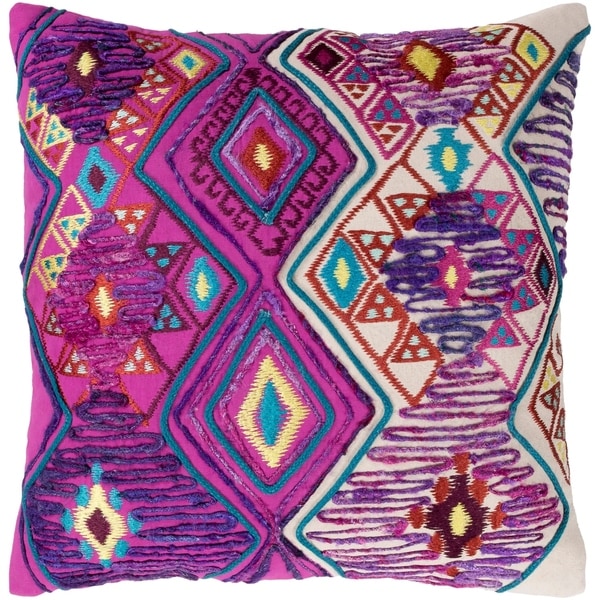 Hasan Traditional Bright Purple Feather Down or Poly Filled Throw Pillow 20-inch