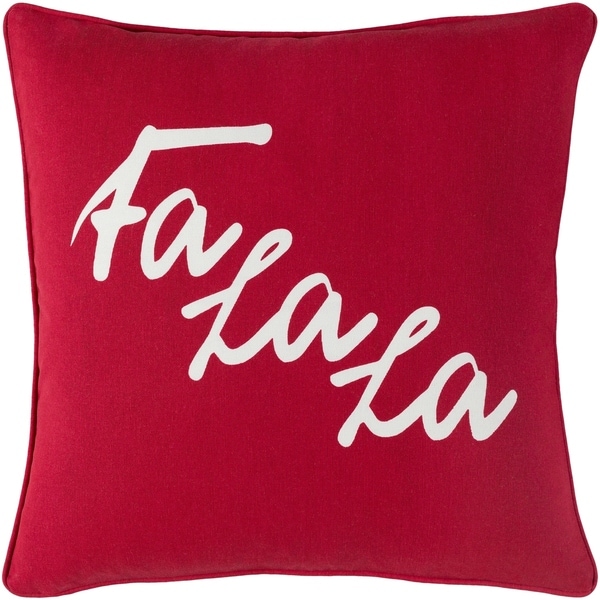 Cantate Fa La La Holiday Bright RedDown or Poly Filled Throw Pillow 18-inch