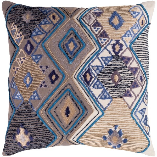 Hasan Traditional Taupe Feather Down or Poly Filled Throw Pillow 22-inch