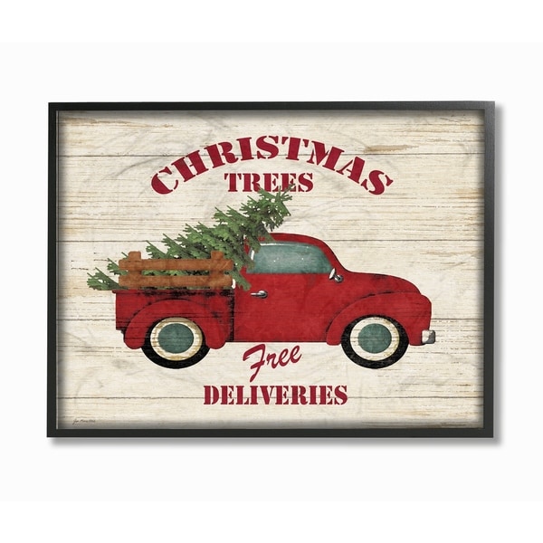 Merry Christmas Vintage Tree Truck Framed Giclee Texture Art Overstock 18073408
