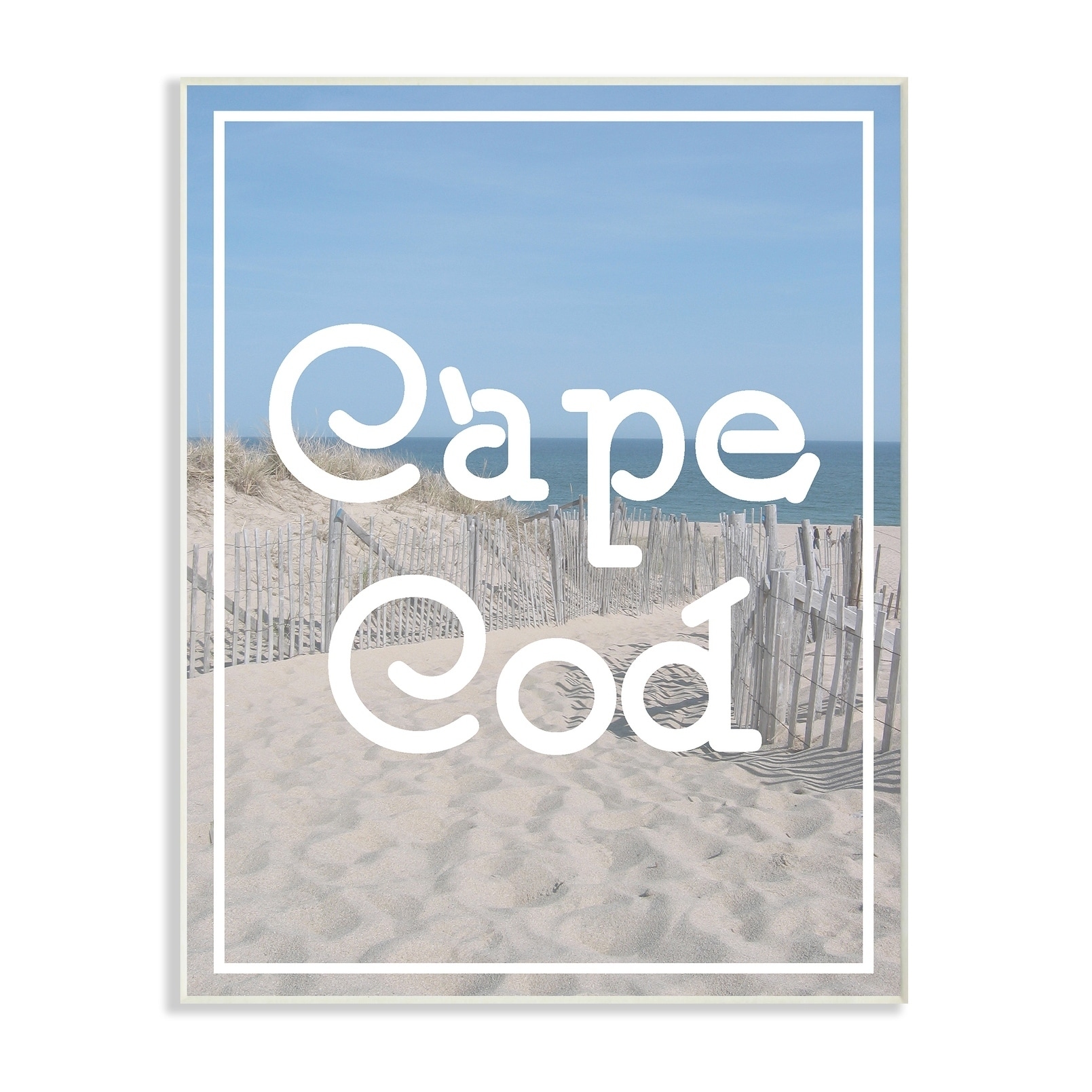 Stupell Cape Cod Beach Typography Vintage Wall Plaque Art-image