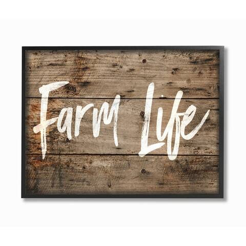 Farm Life Distressed Wood Look Framed Giclee Texture Art
