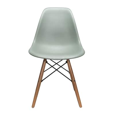 CozyBlock Slope Moss Gray Molded Plastic Dining Side Chair with Beech Wood Eiffel Legs