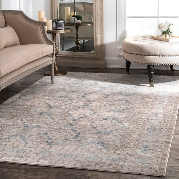 Nuloom Ivory Blue Taupe Traditional Ornamental Diamonds Area Rug Overstock 18074078