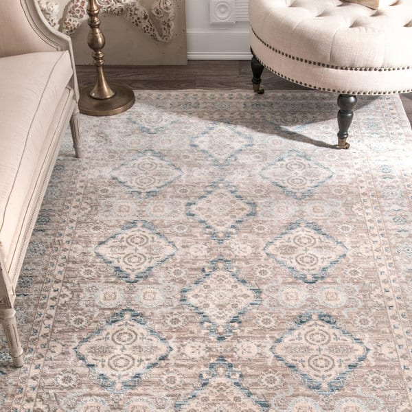 Nuloom Ivory Blue Taupe Traditional Ornamental Diamonds Area Rug Overstock 18074078