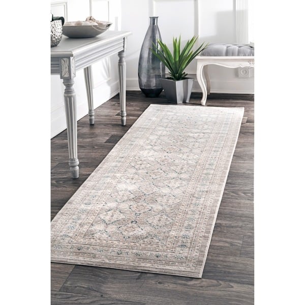 Nuloom Ivory Blue Taupe Traditional Ornamental Diamonds Area Rug Overstock 18074078