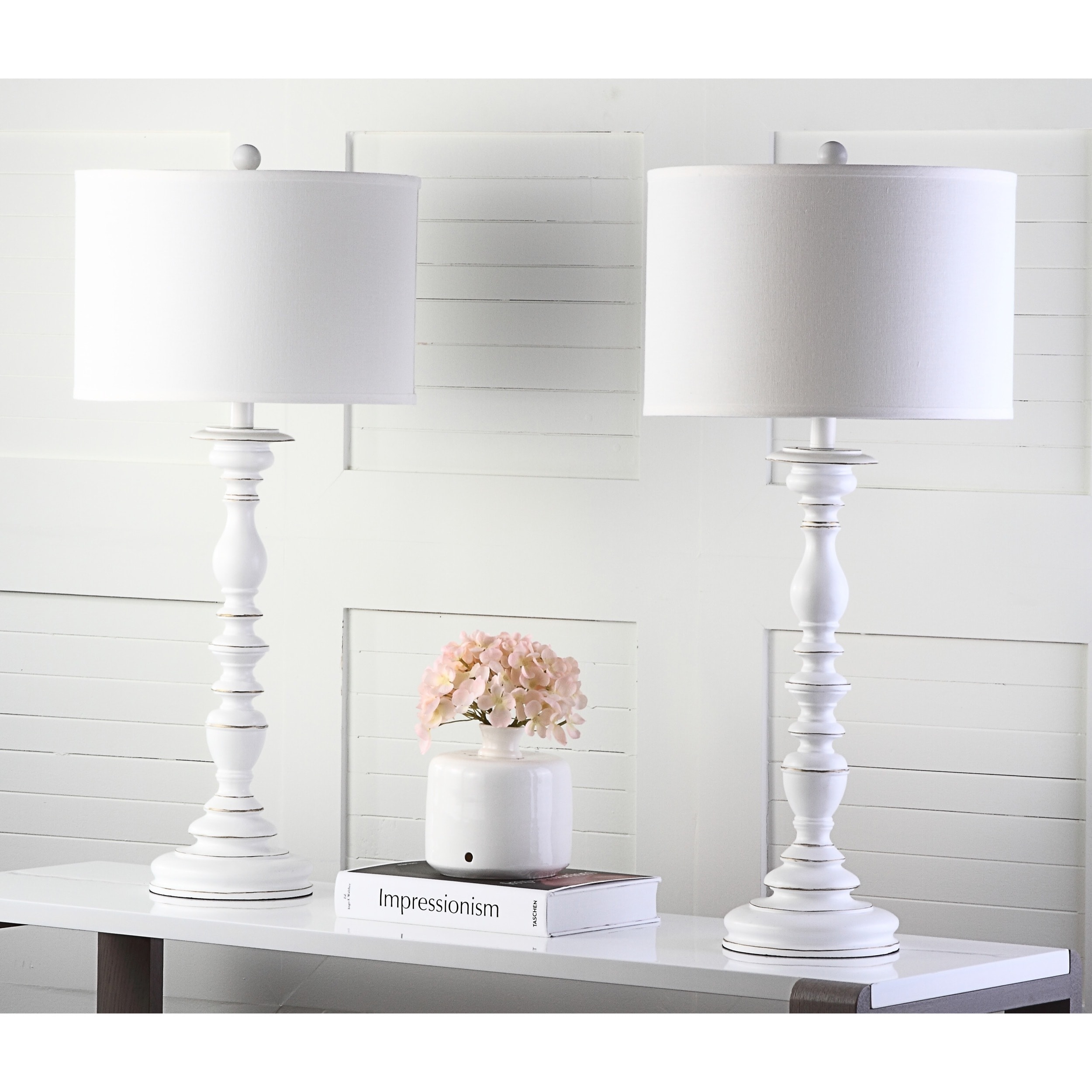 white candlestick table lamp