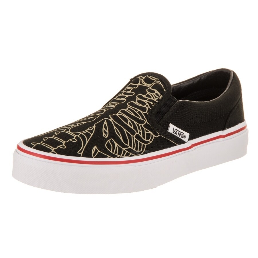 vans skeleton slip ons