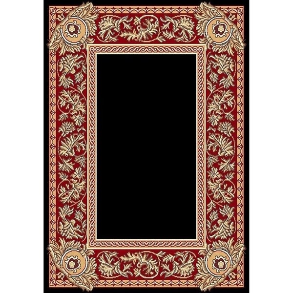 Cambridge Traditional Border Black/Red Area Rug - 9'3" x 12'6"
