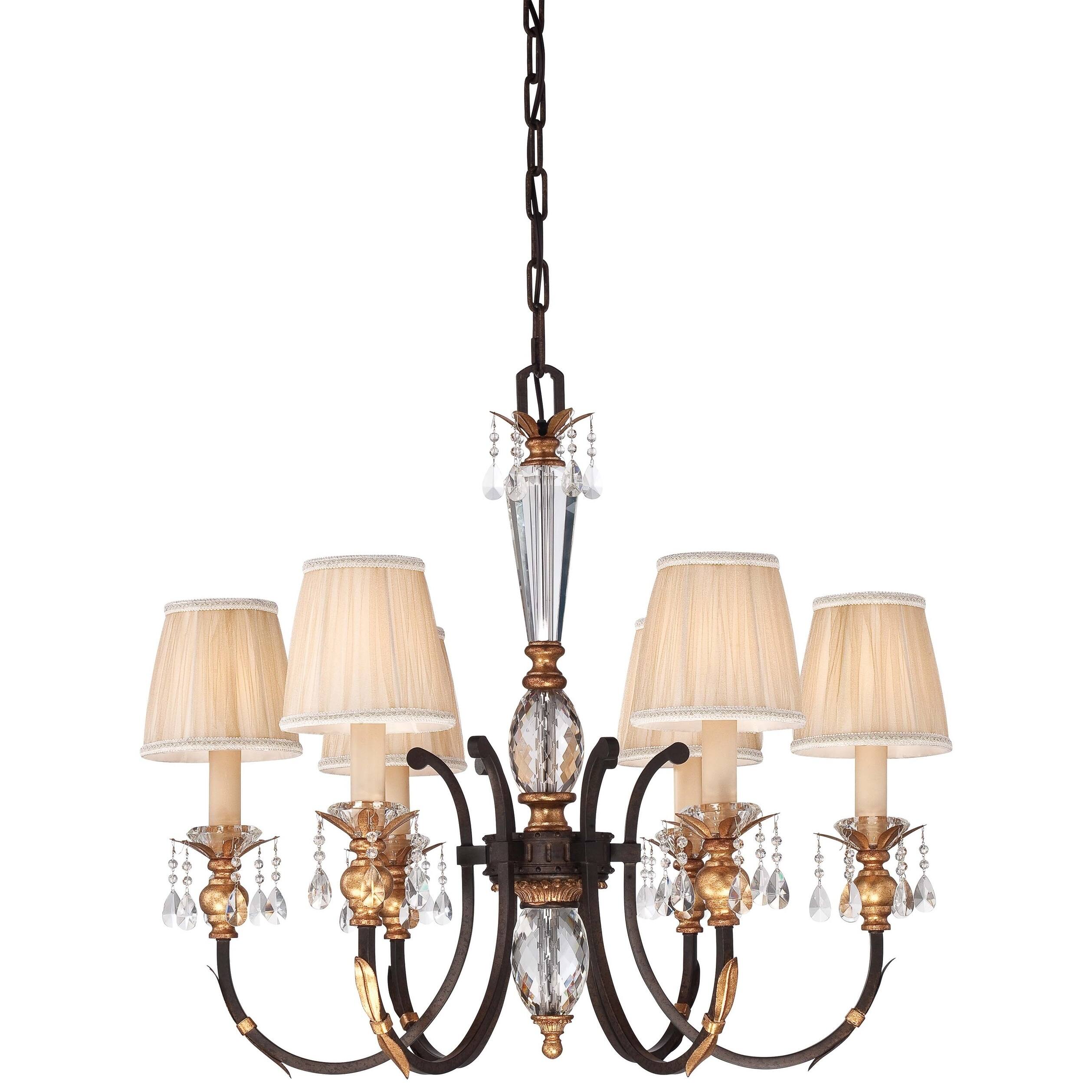 Bella Cristallo French Bronze W/ Gold Highlights 6 Light Chandelier By Minka Metropolitan - Chandeliers For Bedrooms by Overstock.com