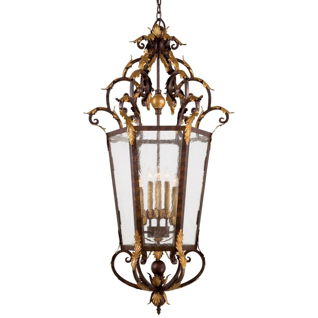 Metropolitan Zaragoza Bronze And Clear Seedy Glass 8 Light Pendant