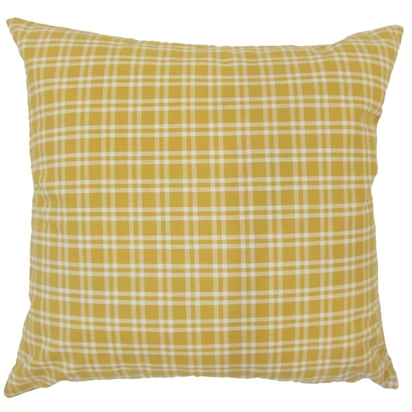 Damond Plaid Down Filled Throw Pillow in Yellow. Opens flyout.