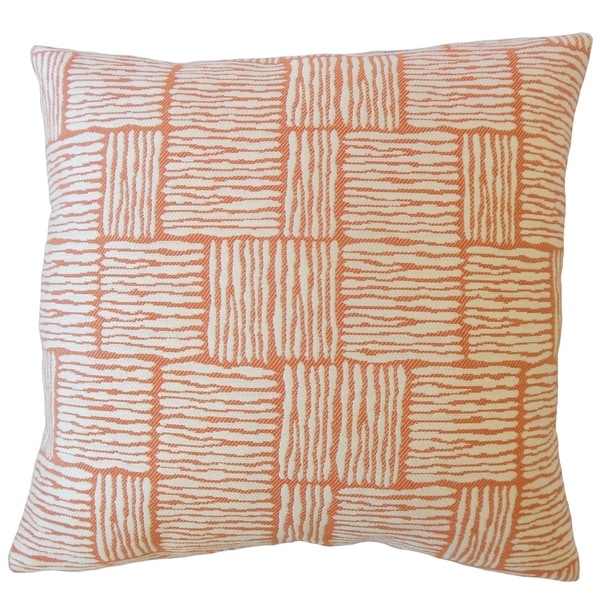 Perrin Striped Down Filled Throw Pillow in Mandarin