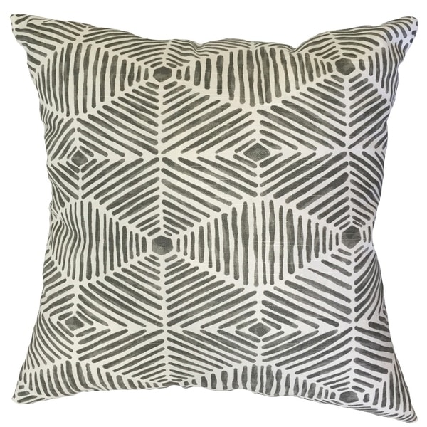 Iakovos Geometric Down Filled Throw Pillow in Grey. Opens flyout.