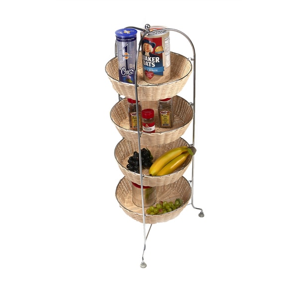 Mind Reader 4 Tier Woven Round Mobile Cart