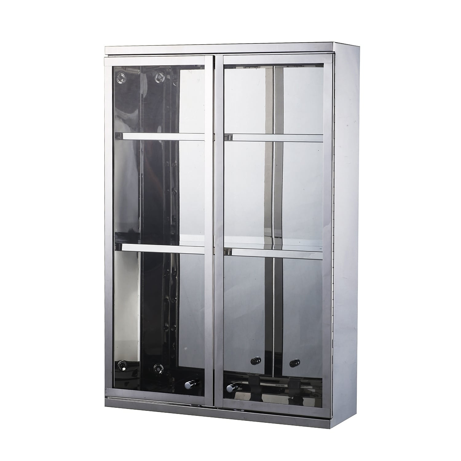 Shop Vertical 24 Stainless Steel Bathroom Wall Mounted Glass Medicine Cabinet On Sale Overstock 18076216