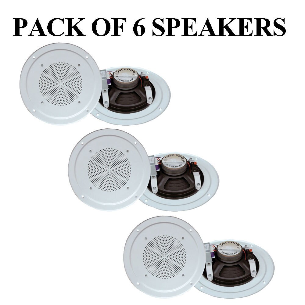 Pyle Pdics54 5 Full Range In Ceiling Speaker System W Transformer White 6 Units