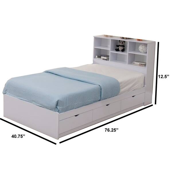 Shop Wooden Twin Size Chest Bed With Three Drawers White Free