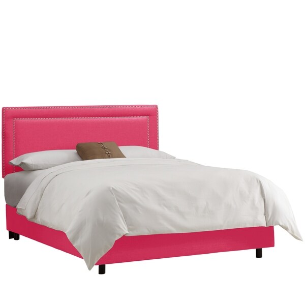 Skyline Furniture Nail Button Bed in Linen