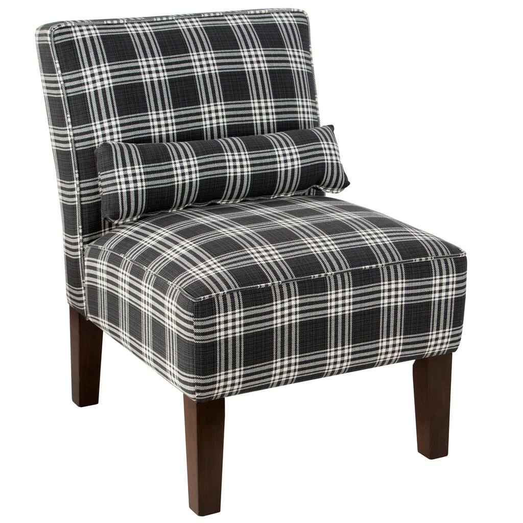 Skyline Furniture Accent Chair in Barnegat Plaid Black Sea - 25"W X 32"D X 33"H