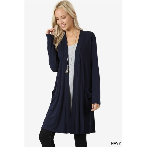 long navy cardigan with pockets
