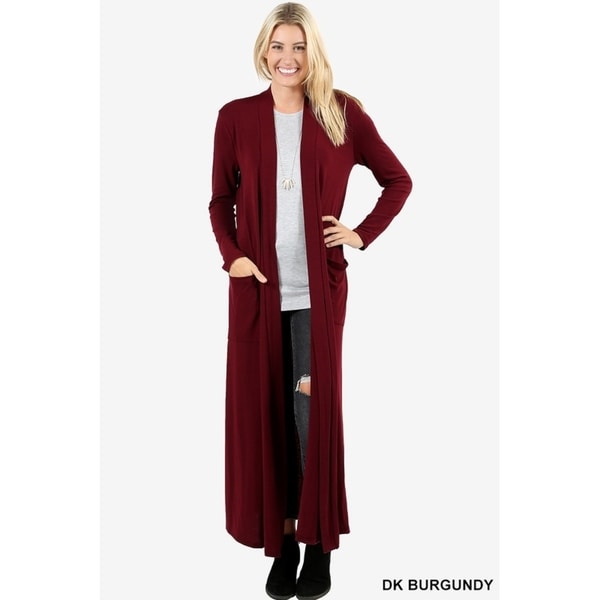 red maxi cardigan