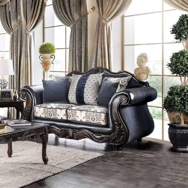 Shop Furniture Of America Sone Traditional Black Faux Leather