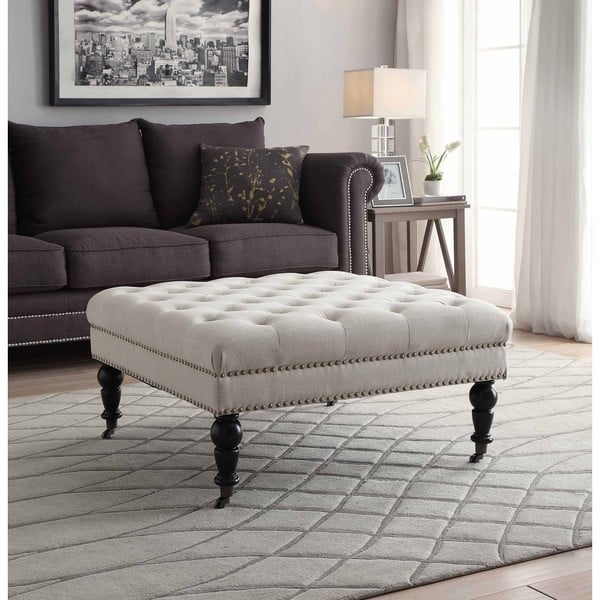 slide 2 of 3, Abigal Natural Square Tufted Ottoman