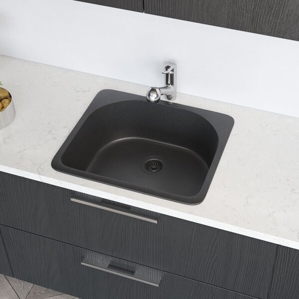 R3-2005 D-Bowl Quartz Sink, Grid, and Matching Colored Flange