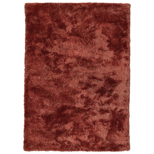 Hand-Tufted Silky Shag Cinnamon Polyester Rug - 2' x 3'