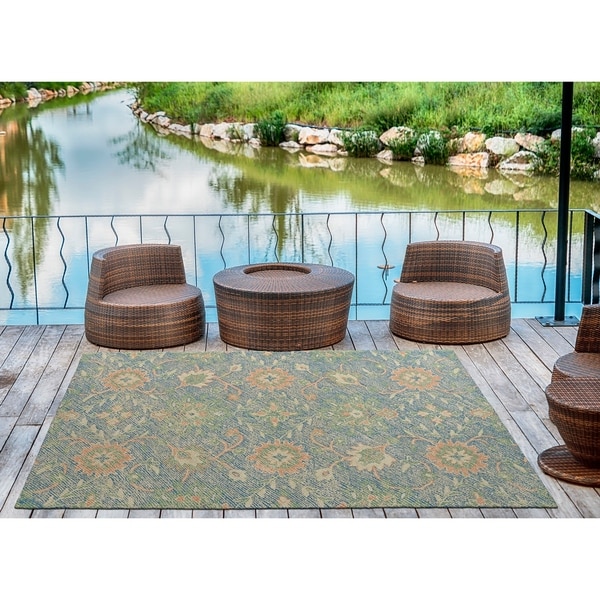 Indoor/Outdoor Hand-Tufted Robinson Blue Polyester Rug - 2' x 3'