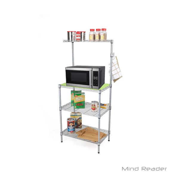 Mind Reader 3 Tier Microwave Shelf Counter Unit with Hooks