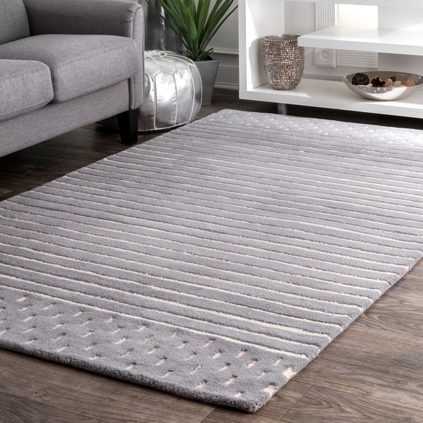 Nuloom Grey Wool Contemporary Coastal Solid Striped Rug 7 6 X Nuloom Grey Wool Contemporary Coastal Solid Striped Rug 7 X27 6 X 9