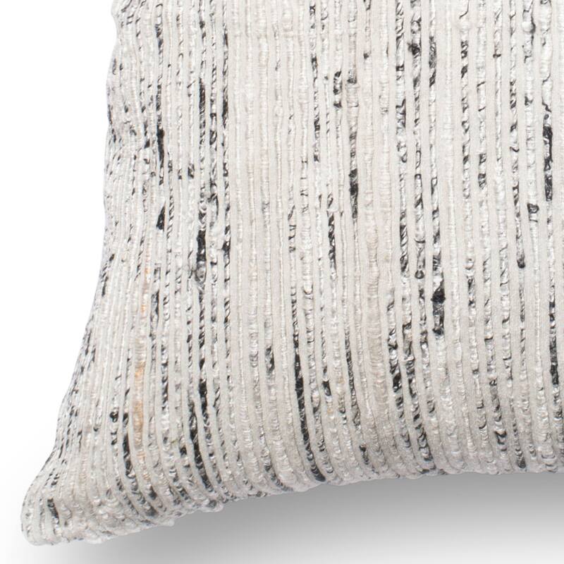 Textured Silver/ Ivory Stripe 22-inch Throw Pillow or Pillow Cover