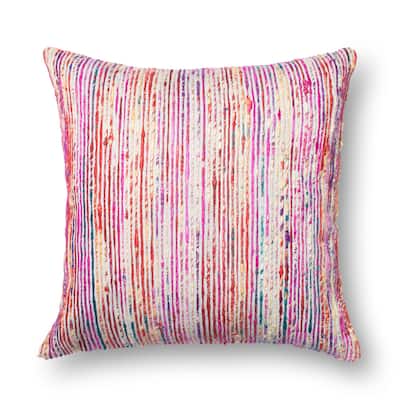 Textured Red/ Multi Stripe 22-inch Throw Pillow or Pillow Cover
