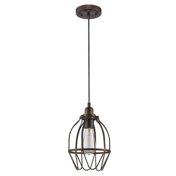 Mini Pendant Lights Oil Rubbed Bronze shop acclaim lighting loft indoor 1 light mini pendant with metal cage in oil rubbed bronze free shipping today overstock 18081484