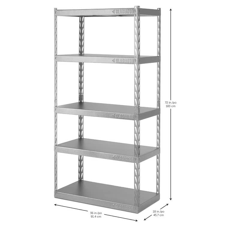 Gladiator GarageWorks 36" Wide EZ Connect Rack with Five 18" Deep Shelves - 36" w x 72" H x 18" D