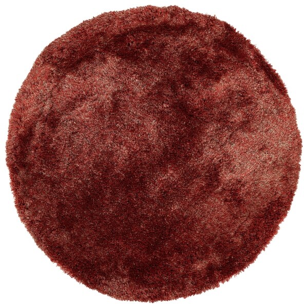 Hand-Tufted Silky Shag Cinnamon Polyester Round Rug - 4' Round