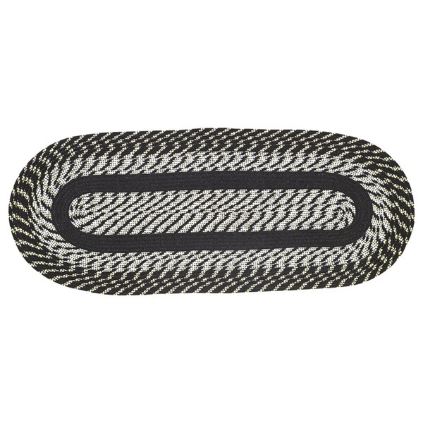 Newport Braided Rug - Black - 2' x 9' Oval