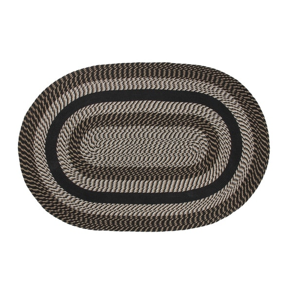 Better Trends Newport Black Braided Rug - 5' x 8' Oval
