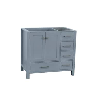 Ariel Cambridge 36 In. Left Offset Single Sink Base Cabinet In Grey