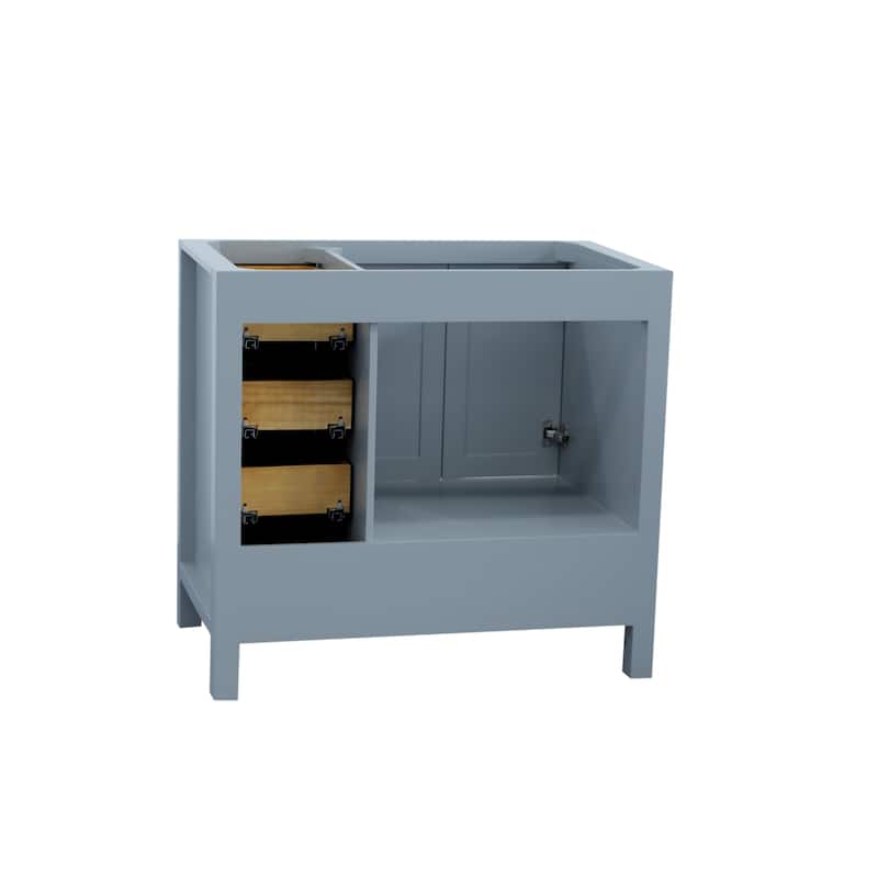 Ariel Cambridge 36 In. Left Offset Single Sink Base Cabinet In Grey
