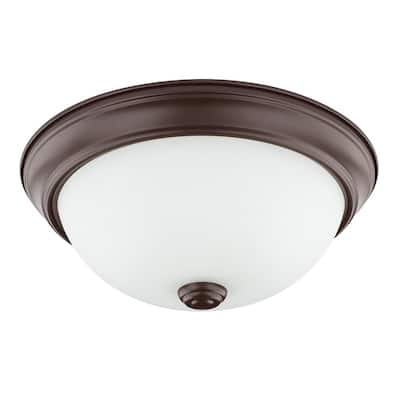 2-light Bronze Flush Mount Fixture