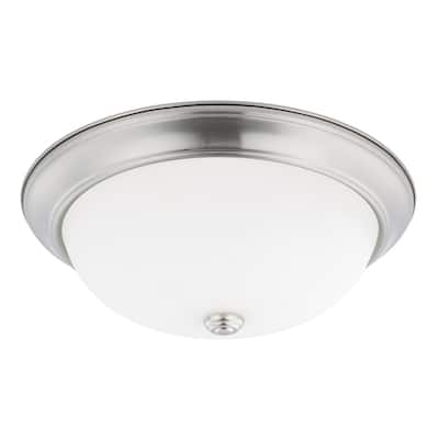 3-light Brushed Nickel Flush Mount Fixture - Brushed Nickel